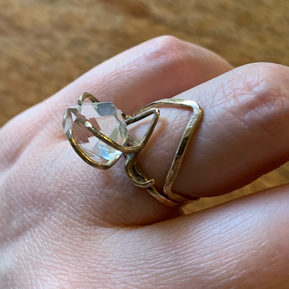 Herkimer Diamond Engagement Ring Set - image 1